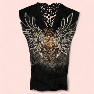 Harley-Davidson Black Cap Sleeve Graphic Muscle Tee